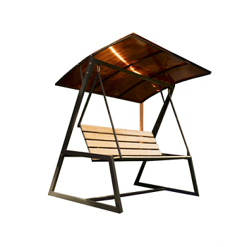 картинка Качели садовые 4-местные 2,0*1,5м (деревянная скамейка, навес из поликарбоната) от магазина Пиломатериалы Чайковский