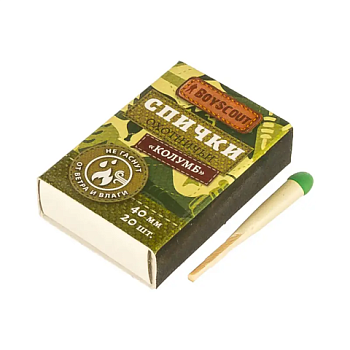 картинка Спички BOYSCOUT Колумб 40мм 20шт не гаснут от ветра и влаги от магазина Пиломатериалы Чайковский