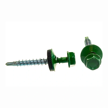 картинка Саморезы кровельные 4,8*35мм RAL 6002 (зеленая листва) металл/дерево от магазина Пиломатериалы Чайковский