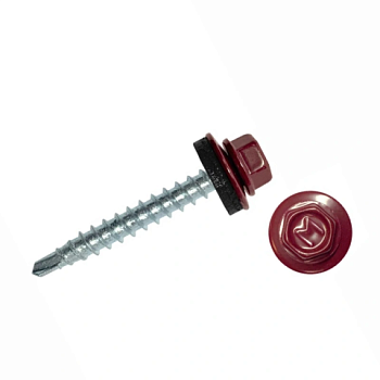 картинка Саморезы кровельные 4,8*35мм RAL 3005 (красное вино) металл/дерево от магазина Пиломатериалы Чайковский