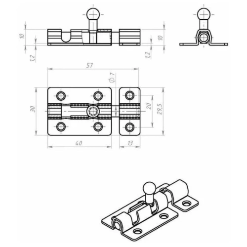картинка Шпингалет ЗТ-4 белый от магазина Пиломатериалы Чайковский