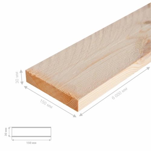 картинка Доска обрезная 30*150*6000мм естественной влажности 1 сорт дисковый распил ель/сосна от магазина Пиломатериалы Чайковский
