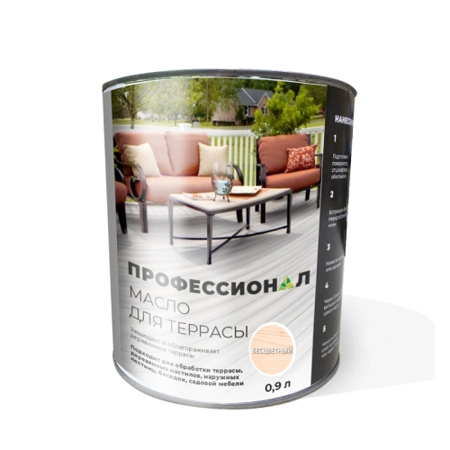 картинка Масло для Террас ПРОФЕССИОНАЛ Бесцветное 0,9л от магазина Пиломатериалы Чайковский