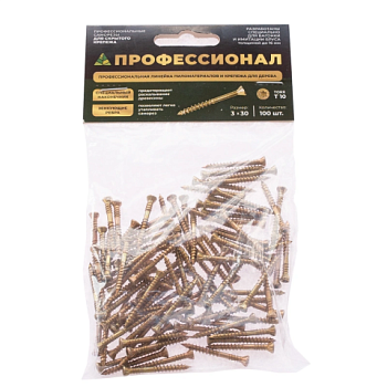 картинка Cаморезы для скрытого крепежа 3*30мм ПРОФЕССИОНАЛ Torx10 (100шт/уп) от магазина Пиломатериалы Чайковский