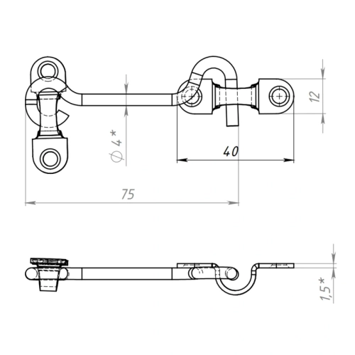 картинка Крючок дверной КР-75 от магазина Пиломатериалы Чайковский