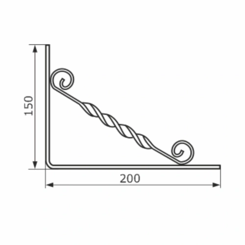 картинка Кронштейн фигурный 150*200мм черный ДОМАРТ от магазина Пиломатериалы Чайковский
