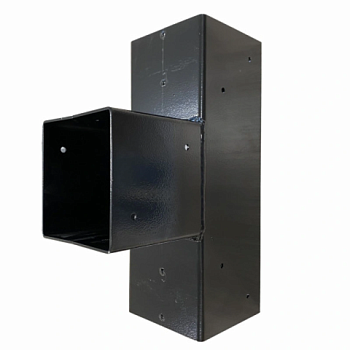 картинка КОННЕКТОР/соединитель для бруса 100*100мм Тройник Т-образный h-300мм (сталь 08пс 2мм)  RAL 9005 от магазина Пиломатериалы Чайковский