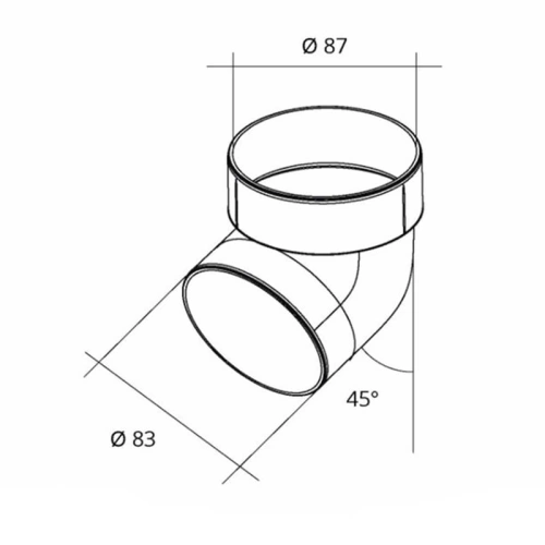 картинка Колено трубы ПВХ 45° белое от магазина Пиломатериалы Чайковский