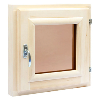 картинка Форточка банная липа (тонированное двойное стекло, фурнитура хром) 400*400мм от магазина Пиломатериалы Чайковский