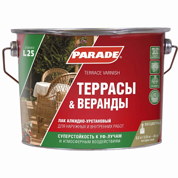 картинка Лак Террасы & Веранды глянцевый Parade 2.5л алкид-уретан. от магазина Пиломатериалы Чайковский