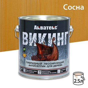 картинка Гибридный лессирующий антисептик для дерева Акватекс Викинг сосна 2.5л от магазина Пиломатериалы Чайковский
