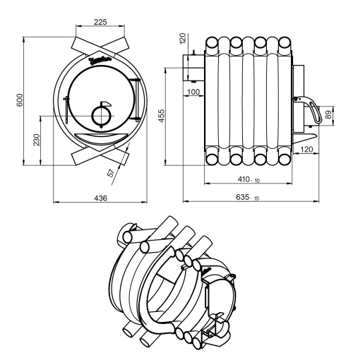 картинка Печь отопительная Везувий АОГТ 00 от магазина Пиломатериалы Чайковский